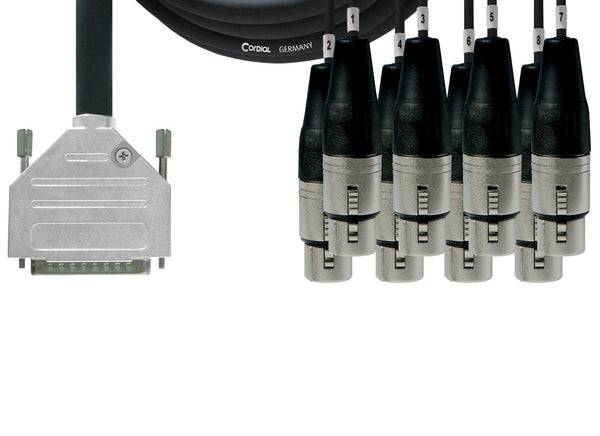 Cordial 8-Channel Analog Tascam D-Sub 25 to XLRF Breakout 10' Cable - CCFD3DFT