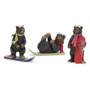 Black Bear Figurine with Snow Board Accent (Set of 3)