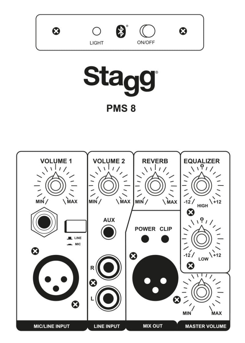 Stagg 8" 2-Way 170 Watts Active Speaker w/ Bluetooth & Reverb - PMS8 US