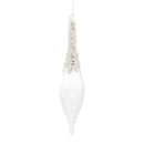 White Beaded Tear Drop Icicle Ornament (Set of 12)