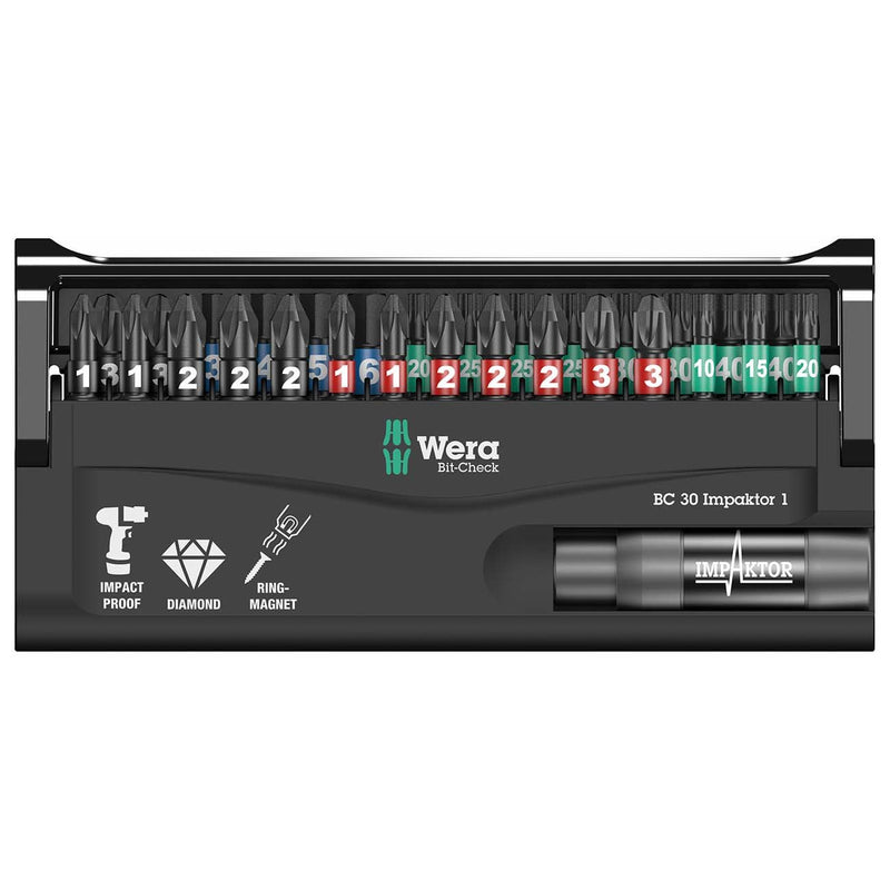 Wera Bit-Check 30 "Impact Ready" Diamond Coated Tips (30-Piece Set)