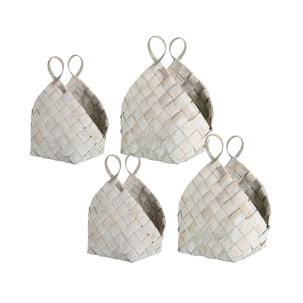 Woven Metasequoia Wood Basket with Handles (Set of 4)