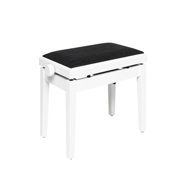 Stagg Hydraulic Adjustable Piano Bench Matte White w/ Black Velvet Top - PBH 390 WHM VBK