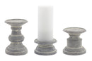 Grey Terra Cotta Candle Holder Pillars (Set of 3)