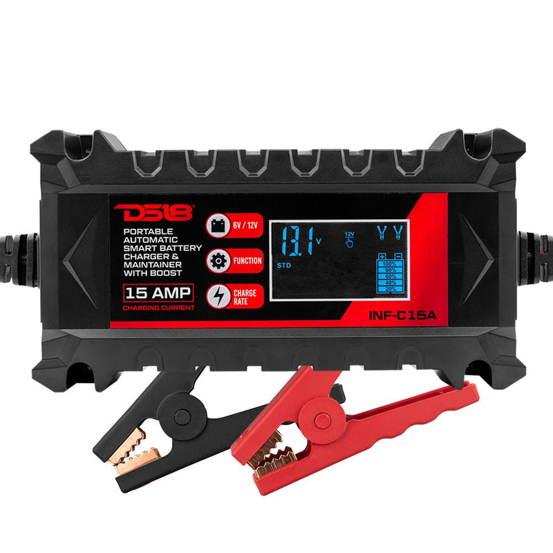 DS18 INF-C15A 6V/12V Portable Automatic Smart Lithium and AGM Car Battery Charger & Maintainer