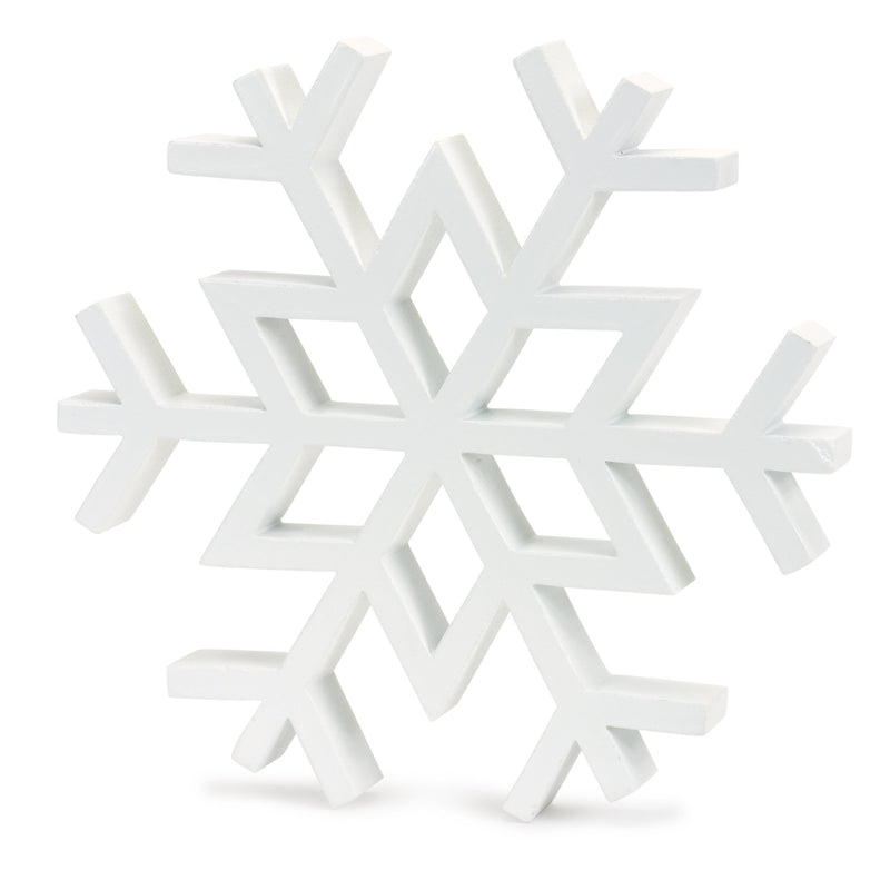 Traditional White Wood Cut Out Snowflake Décor (Set of 12)