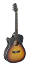 Stagg Left-Handed Acoustic Electric Cutaway Auditorium Guitar - Sunburst