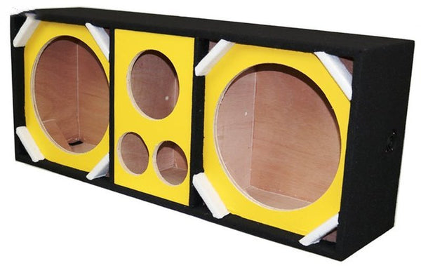 DeeJay LED Car Speaker Enclosure Two 12" Woofers w/ 2 Tweeters & 1 Horn - Yellow