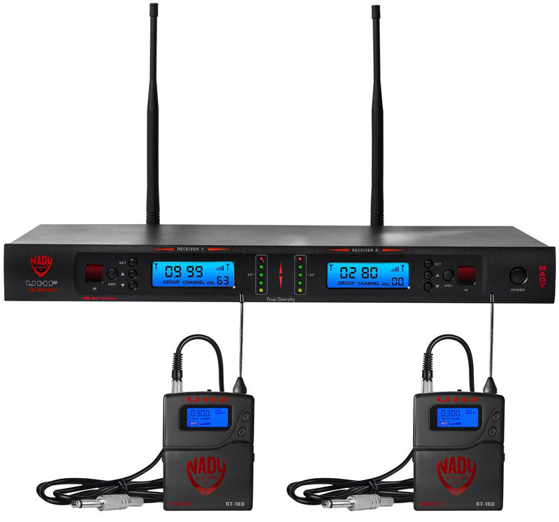 Nady Dual Transmitter 1000-Channel UHF Guitar Wireless Mic System - 2W-1KU GT