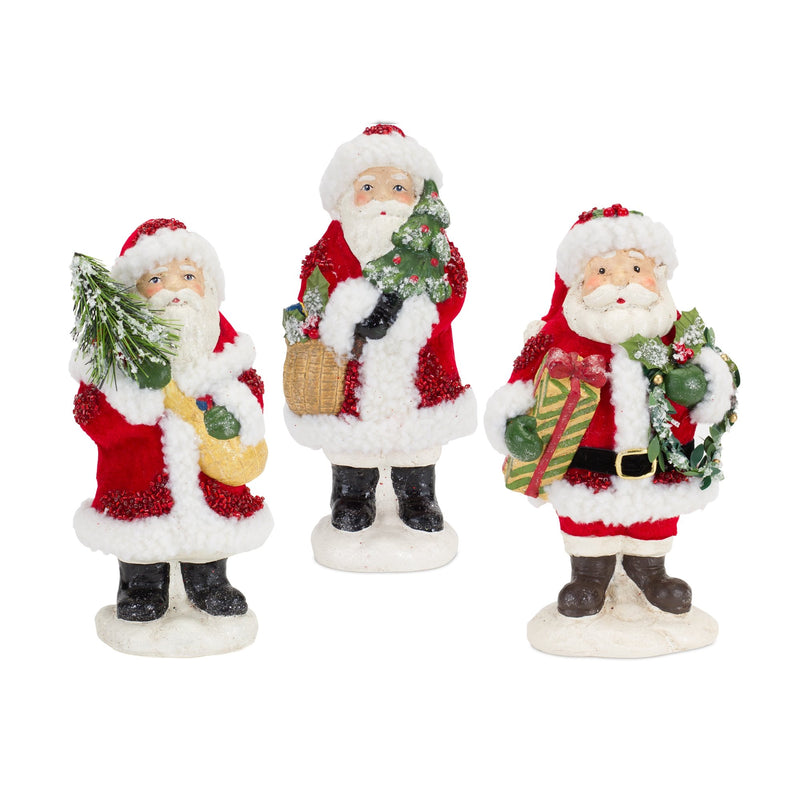 Santa Figurine with Pine Tree and Present Accents (Set of 3)