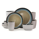 Elama Modern Dot 16 Piece Luxurious Stoneware Dinnerware w/ Setting for 4