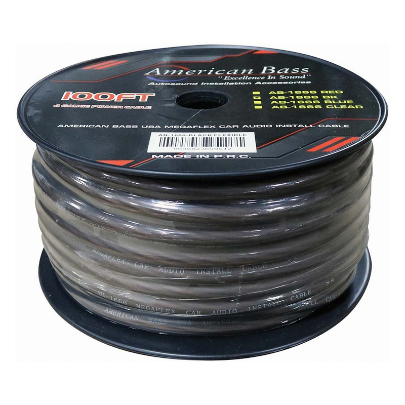 WIRE AMERICAN BASS 4 GA SMOKE COLOR 100 FT ROLL - AB1666BK *P4GB* AB1666BK