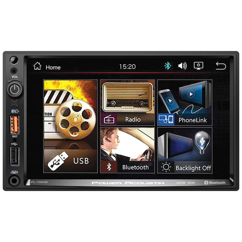 Power Acoustik 7" Double Din Multimedia Unit Bluetooth USBAux300Wx4CH PL-700HB