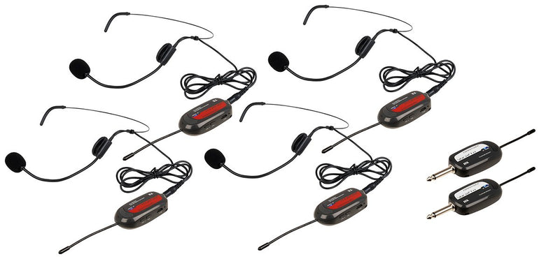 VocoPro 4 UHF Wireless Headset Mics with Receivers - COMMANDER-PLAY-4