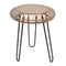 Rattan Wood Tripod Stool Table with Metal Legs 25"H