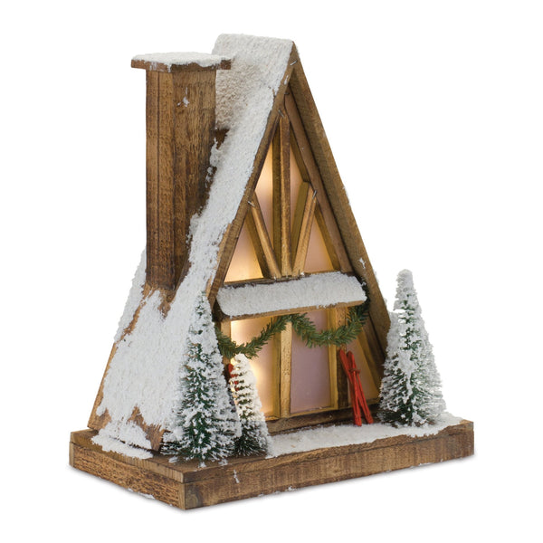 Vintage A-Frame Ski Lodge Lighted Display 16.5"H