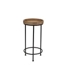 Round Wood and Metal Plant Stand Table (Set of 2)