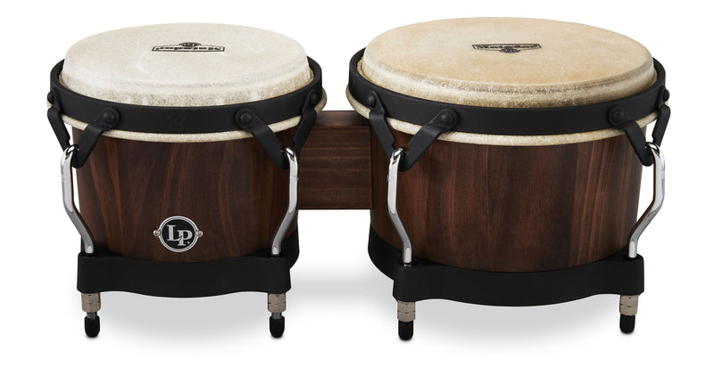 Latin Percussion Matador M201-WB Whiskey Barrel Bongo Set with Black Hardware