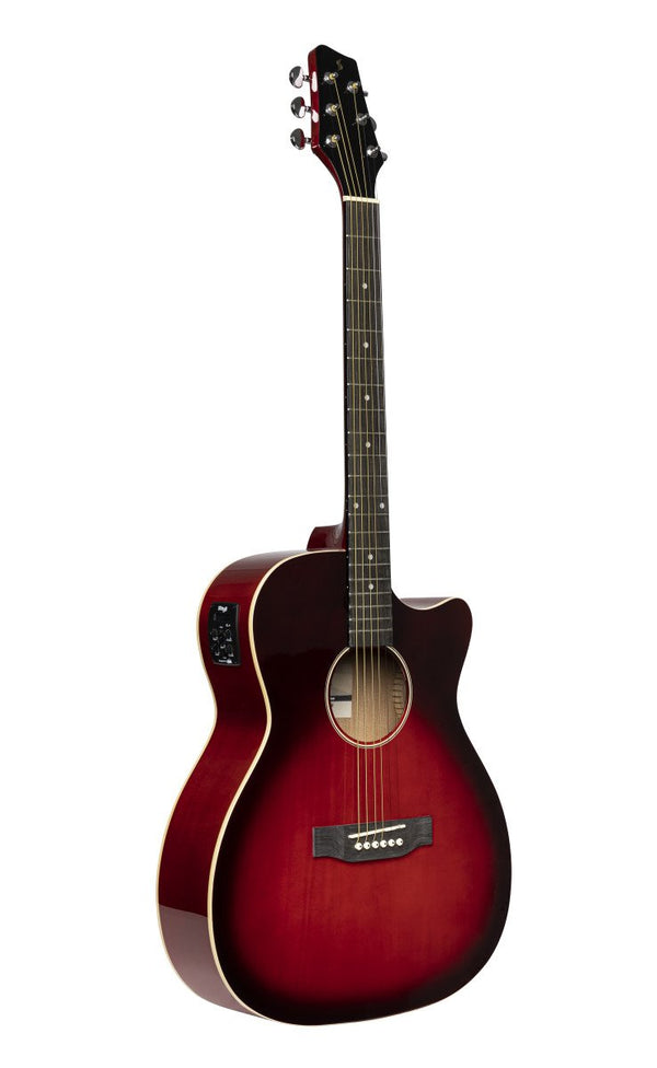 Stagg Acoustic Electric Cutaway Auditorium Guitar - Transparent Red