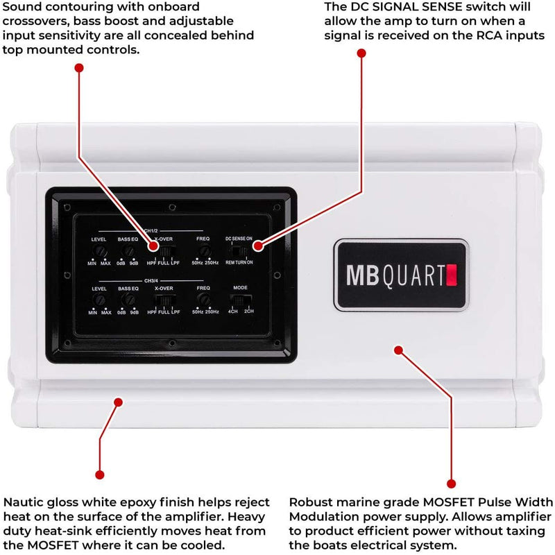 MB Quart Nautic 560 Watt 4 Channel Marine Amplifier - NA3-560.4