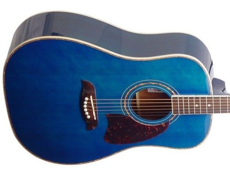 Oscar Schmidt OG2 Dreadnought Acoustic Guitar Trans Blue - OG2TBL