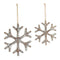 Wooden Snowflake Ornament with White Washed Finish (Set of 12)