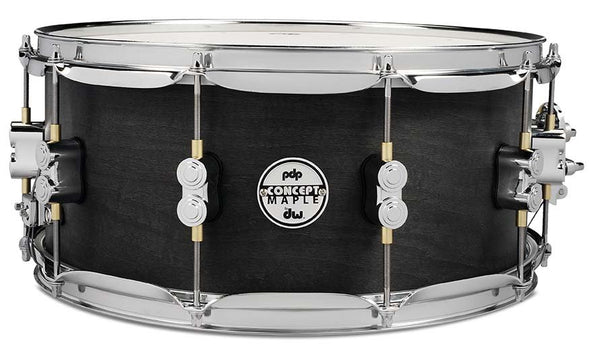 PDP Concept Series Black Wax 6.5x14 Maple Snare Satin Black w/Chrome Hardware