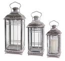 Traditional Grey Metal Lantern (Set of 3)