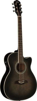 Oscar Schmidt OACE Auditorium Acoustic Electric Guitar - Trans Black - OACEFTB