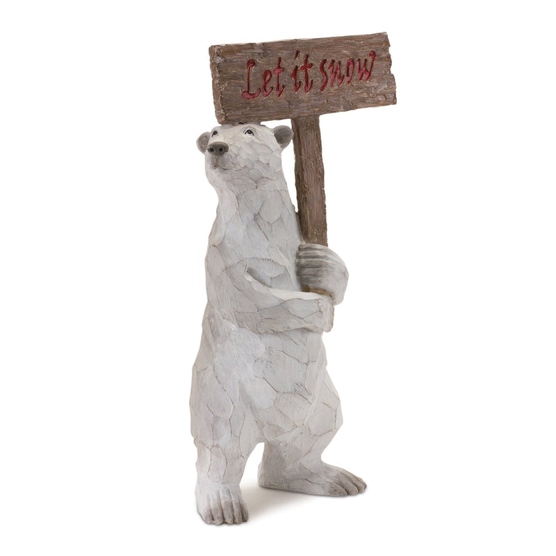 Polar Bear Statue with Sign 19.5"H