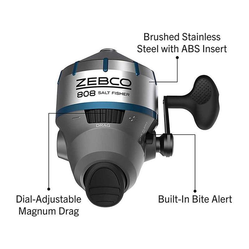 Zebco 808 Saltwater Spincast Reel Fishing Rod Combo 7 ft 808JSF702MHNS3