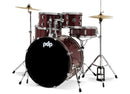 PDP Center Stage Complete 5 Piece Drum Set 10/12/14/20/14 - Ruby Red Sparkle