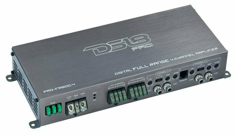 DS18 PRO-FR600.4 Full Range 600 Watts Max Class D Four Channel Amplifier