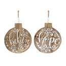 Wood Believe and Hope Sentiment Ornament with Bead Hanger (Set of 6)