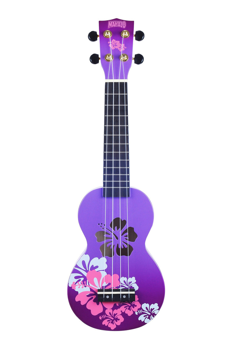 Mahalo Designer Series Hibiscus Soprano Ukulele - Purple Burst - MD1-HAPPB