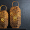 Woven Wicker Lantern with Glass Insert 20"H