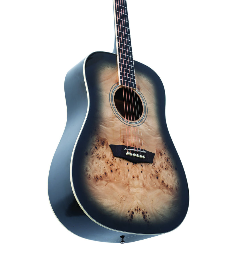 Washburn DFBDB Deep Forest Burl Dreadnought Acoustic Guitar - Black Fade