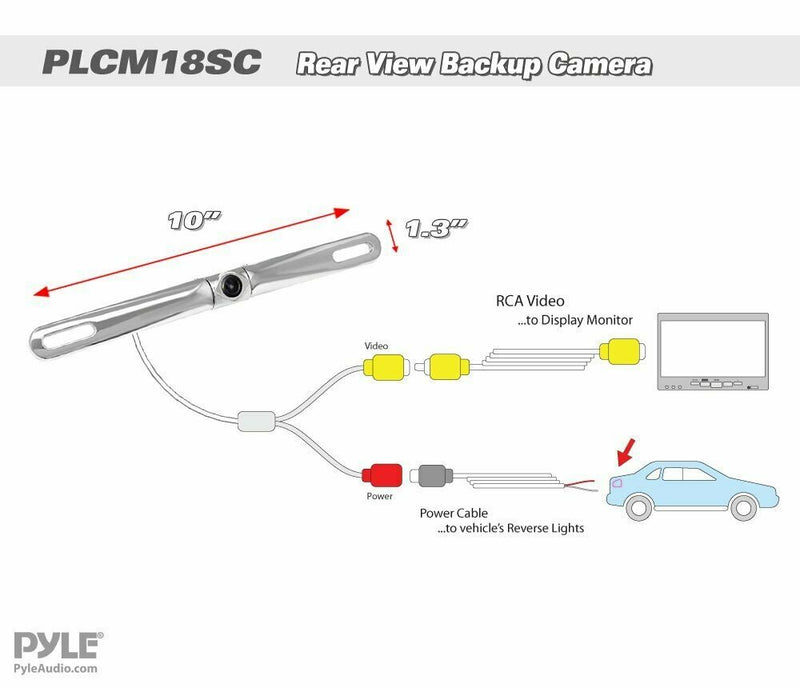 Pyle PLCM18SC Rear-View Backup Camera Waterproof Parking/Reverse Assist Camera