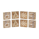 Rustic Wood Christmas Block Décor (Set of 8)