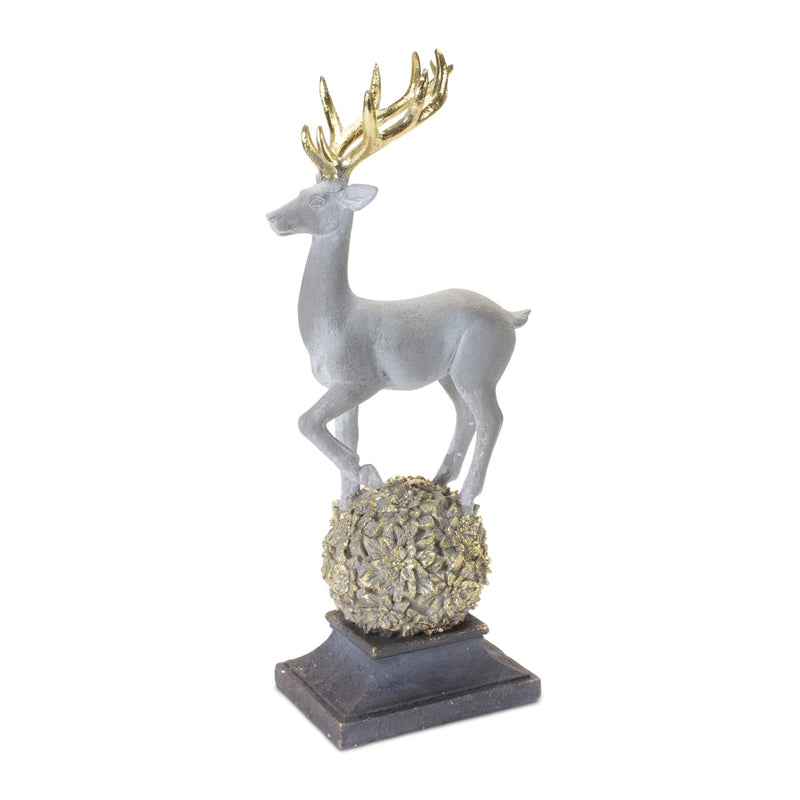 Winter Deer Figurine on Orb 14"H