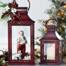 Rustic Red Metal Lantern (Set of 2)