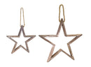 Natural Wooden Star Ornament with Jute Hanger (Set of 2)