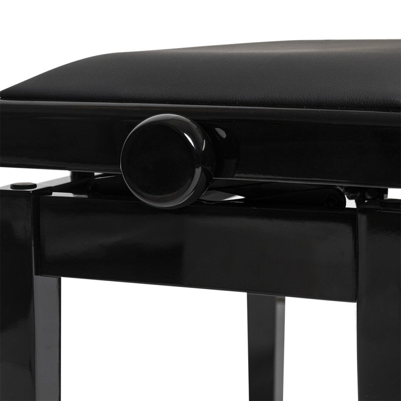 Stagg High Gloss Hydraulic Piano Bench Black w/ Black vinyl top PBH 390 BKP SBK