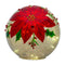 LED Mercury Glass Lighted Orb with Beaded Poinsetta Design (Set of 3)