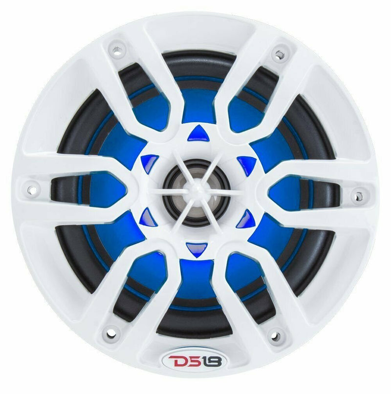 DS18 NXL8 2-Way 375W Max 4 Ohms 8" White Marine Speaker w/ RGB LED Lighting