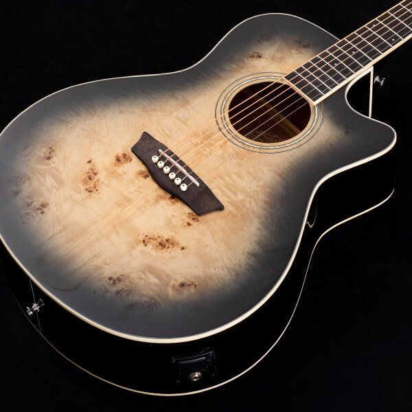 Washburn Deep Forest Burl Grand Auditorium Acoustic Electric Guitar - Black Fade