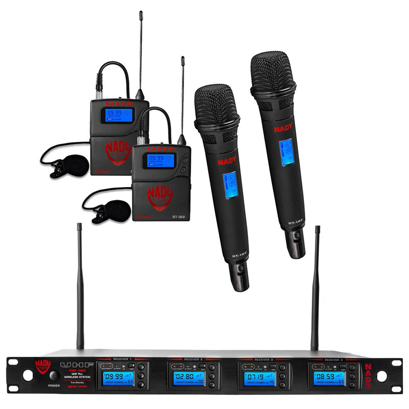 Nady Quad True Diversity 1000-Channel Pro UHF Wireless Mic System - 4W-1KU HTLT