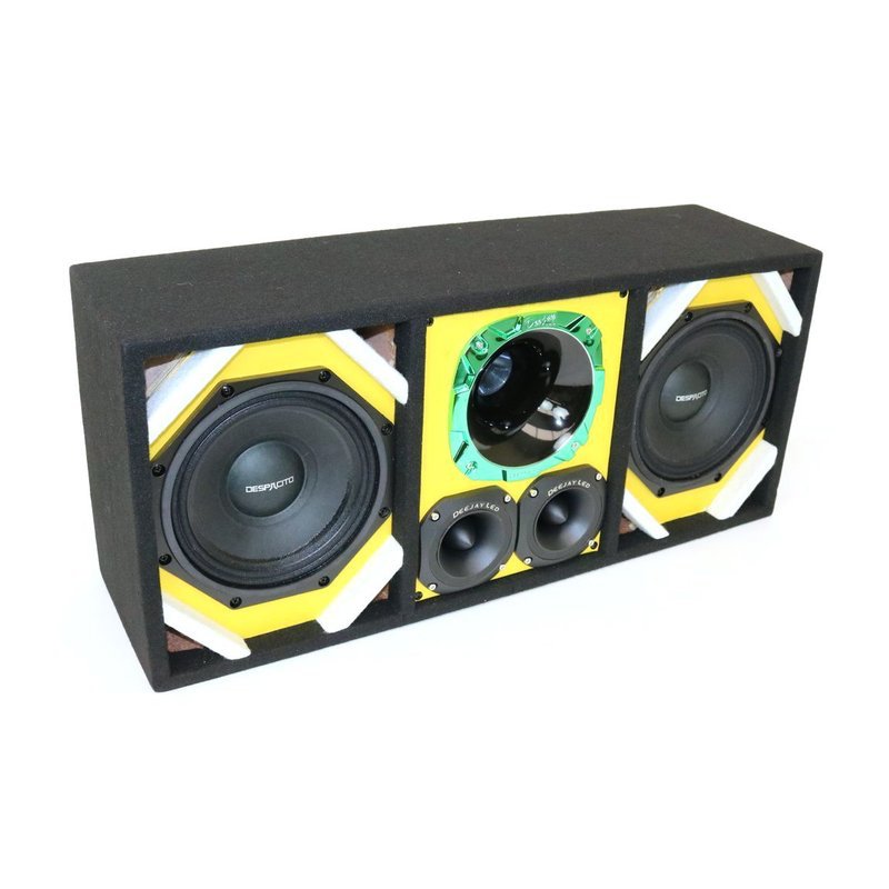 Deejay LED Loaded Box w/ 2 8” Woofers, 1 Horn & 2 Bullet Tweeters - Yellow