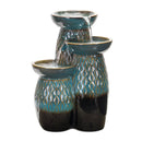 Ceramic Tiered Bowl Fountain with Blue and Black Finish 23"H