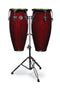 LP Aspire 10" & 11" Conga Set with Double Stand - Red/Dark Wood - LPA646-DW